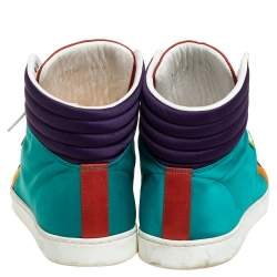 Gucci Multicolor Satin Coda High Top Sneakers Size 42.5