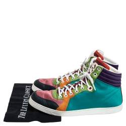 Gucci Multicolor Satin Coda High Top Sneakers Size 42.5