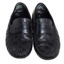 مملوكة مسبقًا Gucci Black Guccissima Leather Slip on Loafers Size 40