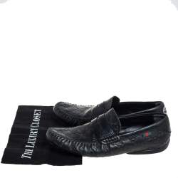 مملوكة مسبقًا Gucci Black Guccissima Leather Slip on Loafers Size 40