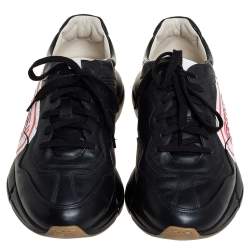 Gucci Black Leather Rhyton Sneakers Size 42.5
