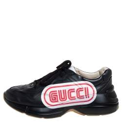 Gucci Black Leather Rhyton Sneakers Size 42.5