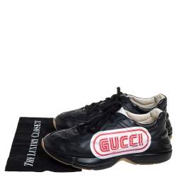 Gucci Black Leather Rhyton Sneakers Size 42.5
