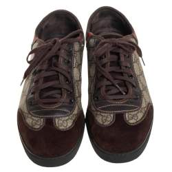 Pre Owned حذاء رياضي غوتشي جلد وكانف اس جي جي سوبريم بيج/بني منخفض من أعلى مقاس 43