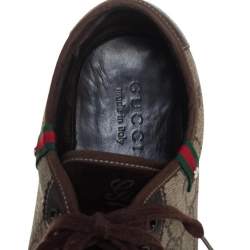 Pre Owned حذاء رياضي غوتشي جلد وكانفاس جي جي سوبريم بيج/بني منخفض من أعلى مقاس 43