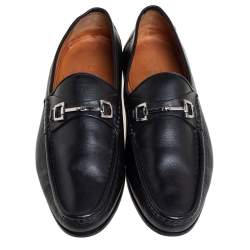 Gucci Black Leather Slip On Loafers Size 46