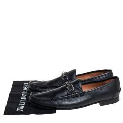 Gucci Black Leather Slip On Loafers Size 46
