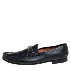 Gucci Black Leather Slip On Loafers Size 46