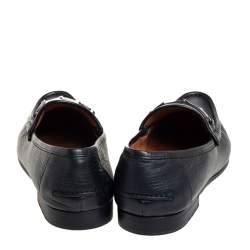 Gucci Black Leather Slip On Loafers Size 46