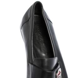 Gucci Black Leather Interlocking GG Loafers Size 41