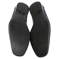 Gucci Black Leather Interlocking GG Loafers Size 41