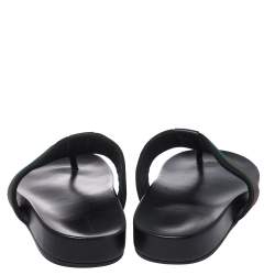 Pre Owned صندل إصبع فلات غوتشي GG نمط ويب أسود مقاس 42.5