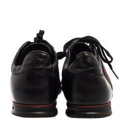 Pre Owned حذاء رياضي غوتشي ويب جلد غوتشيسيما أسود عنق منخفض مقاس 43.5