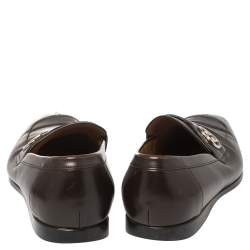 Pre Owned حذاء لوفرز غوتشي جلد بني مزين شعار الماركة جي جي سليب أون مقاس 43