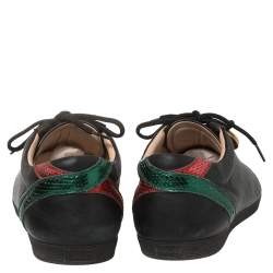 Gucci Black Leather GG Marmont Embellished Lace Up Sneakers Size 42