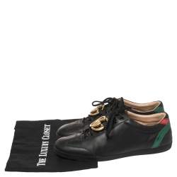 Gucci Black Leather GG Marmont Embellished Lace Up Sneakers Size 42