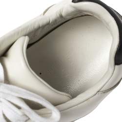 Pre Owned حذاء رياضي غوتشي جي جي متداخلة برباط جلد أبيض/أسود عنق منخفض مقاس 40.5