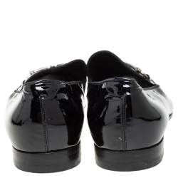 Pre Owned حذاء لوفرز غوتشي سليب أون هورسبيت جلد لامع أسود مقاس 43.5 