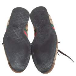 مملوكة مسبقًا Gucci Beige/Brown GG Canvas and Suede Classic Web Low Top Sneakers Size 46.5