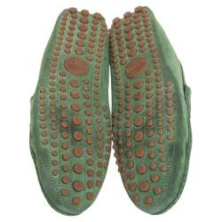Pre Owned Gucci Green Suede Horsebit Loafers Size 45.5