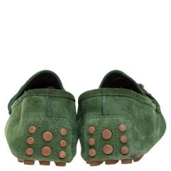 Pre Owned Gucci Green Suede Horsebit Loafers Size 45.5