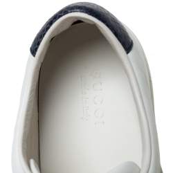 Pre Owned Gucci White Leather Web Ace Slip On Sneakers Size 45 