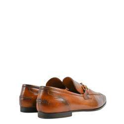 Pre Owned Gucci Brown Burnished Leather Jordaan Horsebit Slip On Loafers Size 8
