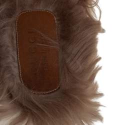 Pre Owned صندل سلايد غوتشي برينستون فرو وجلد عنابي مقاس 41