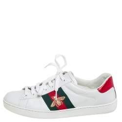 Pre Owned Gucci White Leather Ace Low Top Sneakers Size 40