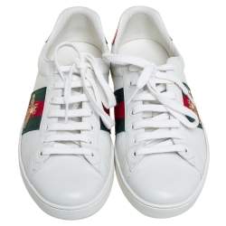 Pre Owned Gucci White Leather Ace Low Top Sneakers Size 40