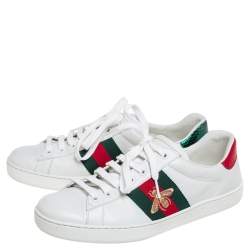 Pre Owned Gucci White Leather Ace Low Top Sneakers Size 40