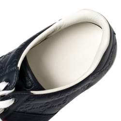 Pre Owned  حذاء رياضي غوتشي إيس جلد غوتشيسيما أزرق داكن مزين نمط ويب مقاس 41