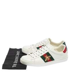 Pre Owned حذاء رياضي غوتشي  إيس جلد أبيض بعنق منخفض مقاس 40