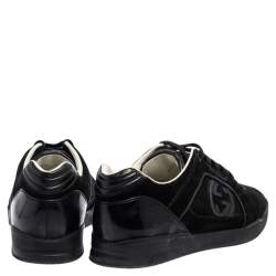 Gucci Black Suede Interlocking G Logo Low Top Sneakers Size 40.5