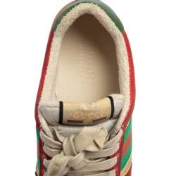 Gucci Multicolor Leather Distressed Low Top Sneakers Size 40
