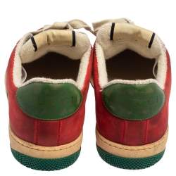 Gucci Multicolor Leather Distressed Low Top Sneakers Size 40