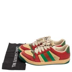 Gucci Multicolor Leather Distressed Low Top Sneakers Size 40
