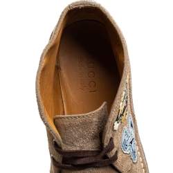 Gucci Brown Suede Embroidered Desert Boots Size 40.5