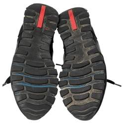 مملوكة مسبقًا Gucci Black Leather Web High Top Sneakers Size 44