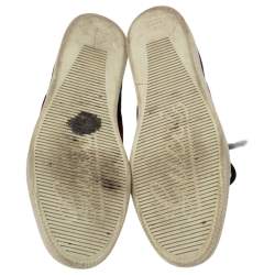 Pre Owned Gucci Blue Guccissima Leather Web Detail High Top Sneakers Size 42.5