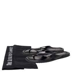 Pre Owned Gucci Black Guccissima Leather Thong Flats Size 44