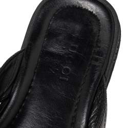 Pre Owned Gucci Black Guccissima Leather Thong Flats Size 44