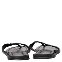 Pre Owned Gucci Black Guccissima Leather Thong Flats Size 44