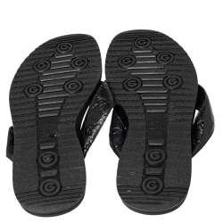 Pre Owned Gucci Black Guccissima Leather Thong Flats Size 44