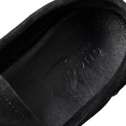 Gucci Black Suede Bamboo Horsebit Slip On Loafers Size 46
