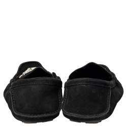 Gucci Black Suede Bamboo Horsebit Slip On Loafers Size 46
