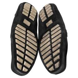 Gucci Black Suede Bamboo Horsebit Slip On Loafers Size 46
