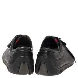 مملوكة مسبقًا حذاء رياضي غوتشي جلد غوتشيسيما أسود منخفض من أعلى مقاس 42.5