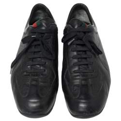 مملوكة مسبقًا حذاء رياضي غوتشي جلد غوتشيسيما أسود منخفض من أعلى مقاس 42.5