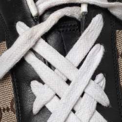 Pre Owned حذاء رياضي غوتشي كانفاس وجلد بيج/أسود منخفض من أعلى مقاس 45